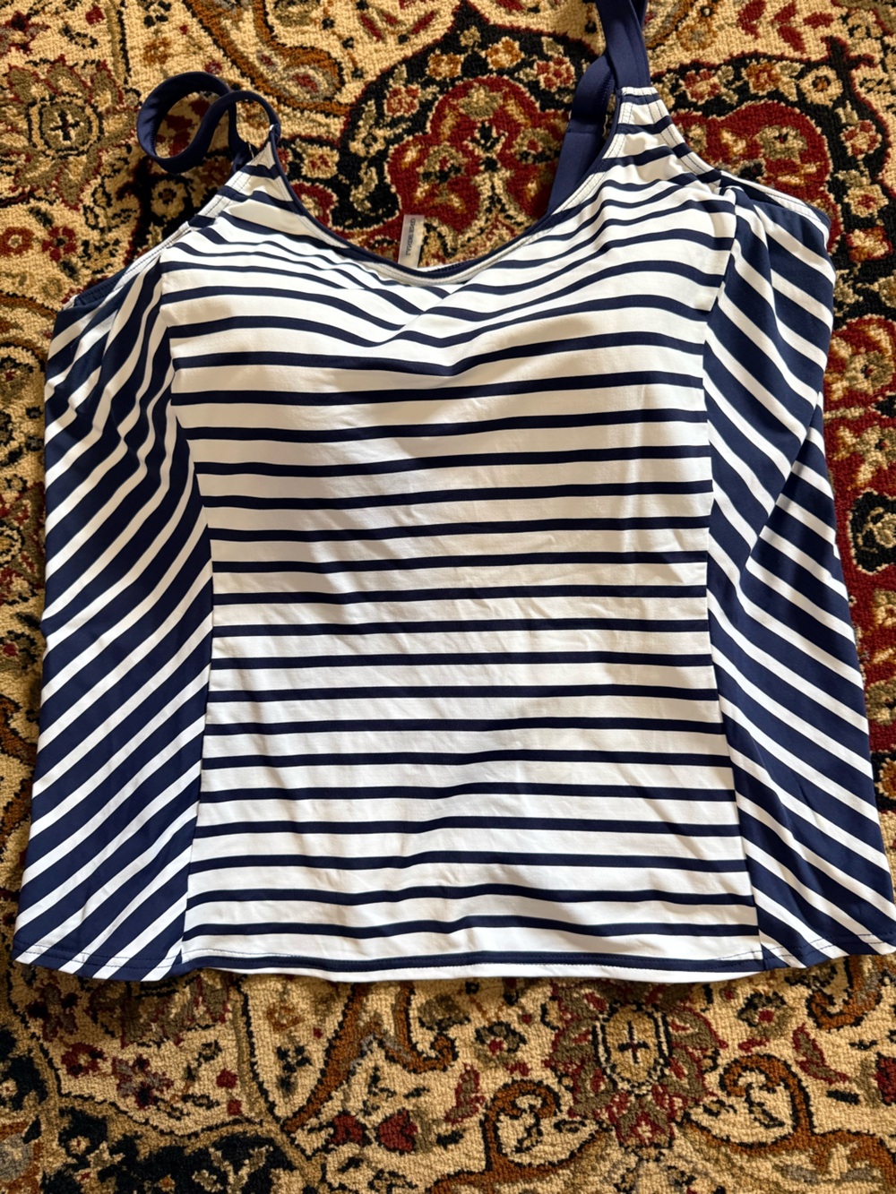 18 women’s Lands' End Navy and White Striped Tankini